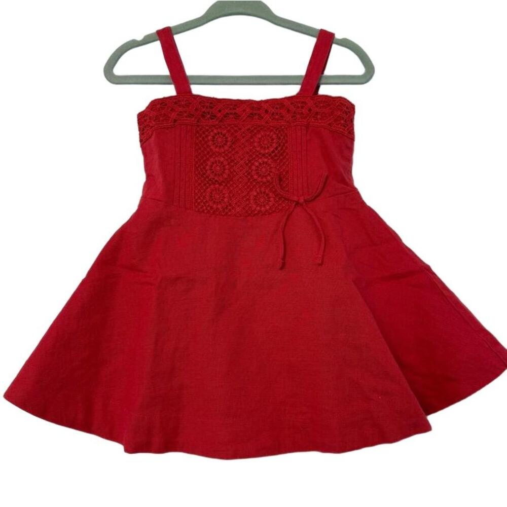 HOPE & HENRY Summer Dress Kids 3-6M Red Tiered Ruffled A Line Crochet Boho Chic